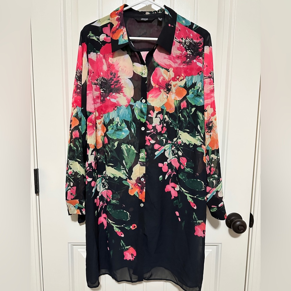 Dennis Basso Multicolor Floral Blouse